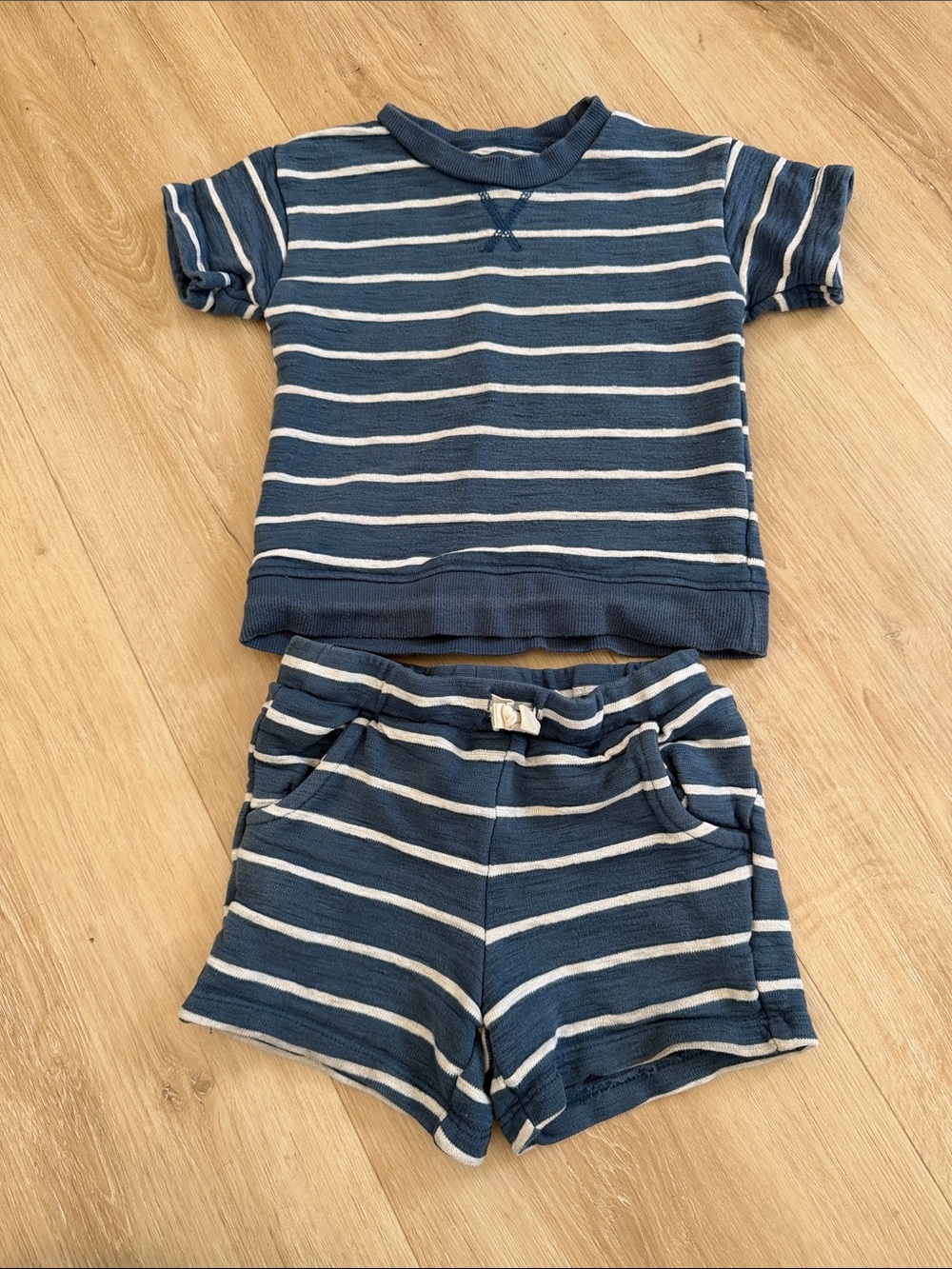 Carter's Blue and White Striped Short Sleeve Top & Shorts Set